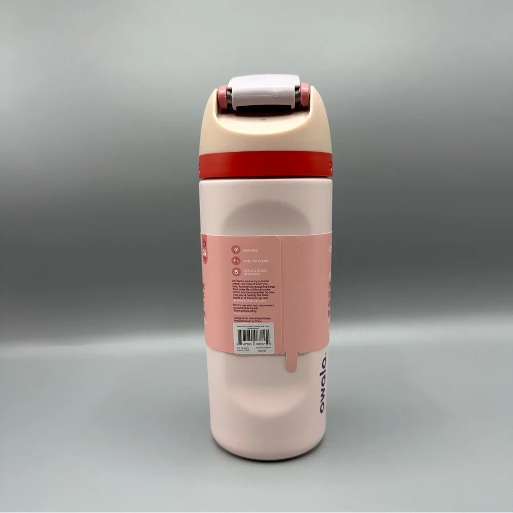 Owala Kids Insulated Water Bottle with Straw 16 oz Pink Red